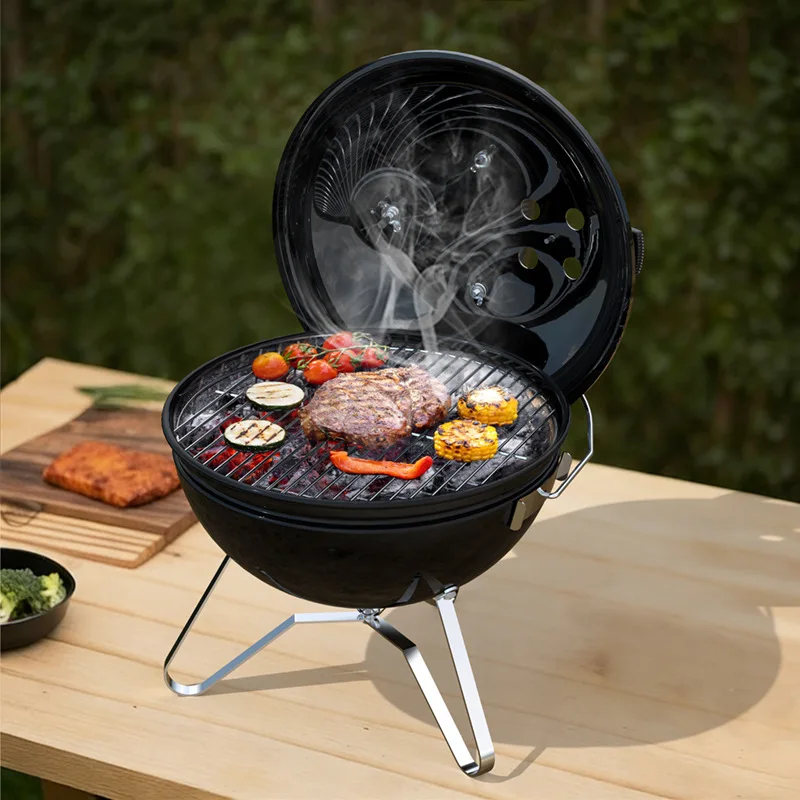 Customized Weber Same 14-inch Round Apple Stove Outdoor Portable Barbecue Grill High-grade Enamel Charcoal Barbecue Grill