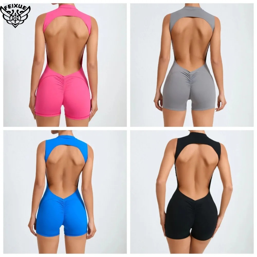 

Сексуальный полый облегающий короткий комбинезон, комбинезон с приподнятыми ягодицами, женский комбинезон без рукавов для фитнеса, йоги, женский комбинезон для спортзала