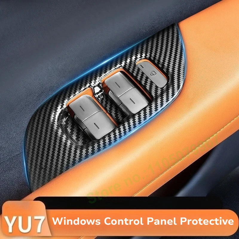 

ABS углеродное волокно, накладка на дверную кнопку для Xiaomi Yu7, панель управления Windows, защитная крышка, аксессуары для внутреннего декора, наклейка