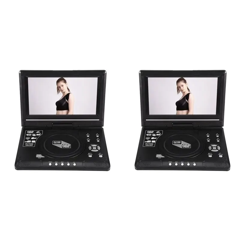 

2 Set 9.8 Inch Mobile Dvd With Mini Tv Hd Player Built-In Rechargeable Battery Support Sd Card/USB Port/Dvd Us Plug