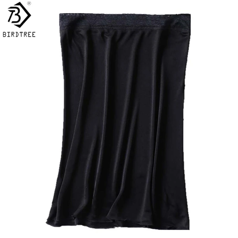 Birdtree, Silk Blend Lady Skirt, Petticoat Slips Bottom Knitted Underskirt, Intimate Nightdress Underwear 2026 Summer P62921JF