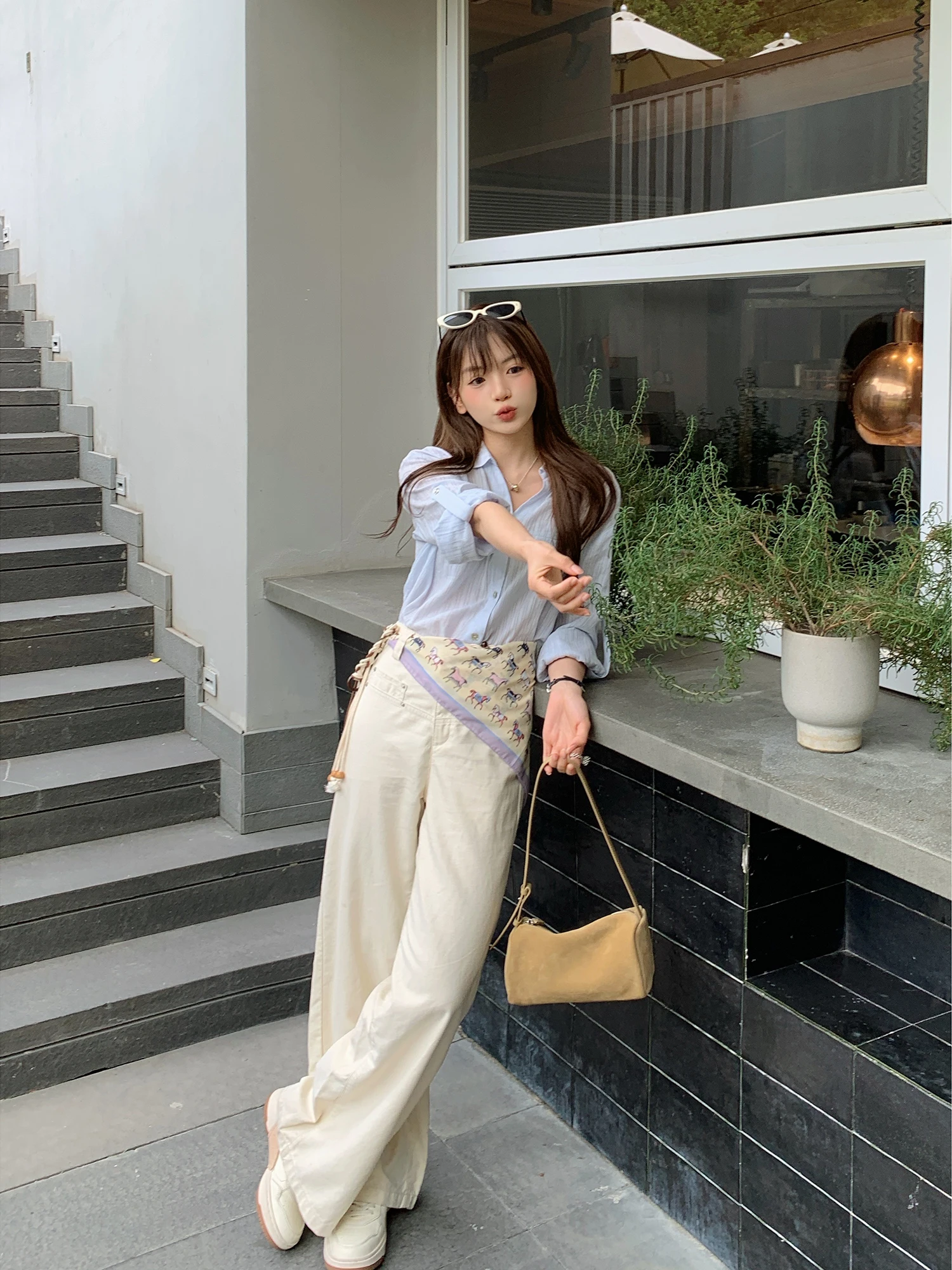 

Spring New Style Women's Loose Fit White Jeans Casual High Waist Wide Leg Pants Versatile Cotton Denim Spring Collection