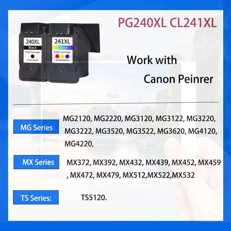 Einkshop PG240 CL241 Compatible Ink Cartridge for Canon PIXMA MX452 MX459 MX479 MG2120 MG2220 MG3520 MG3522 MG3620 MG4120