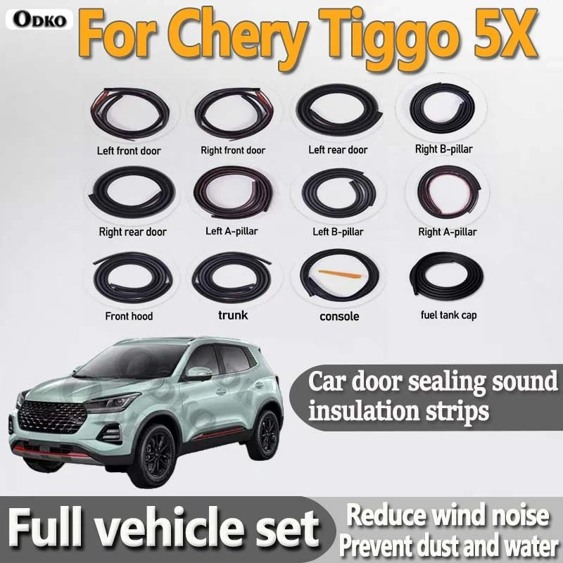 Car Door Seal Strip Rubber Noise Insulation Dustproof Seal Strip Not easy to Fall off For Chery Tiggo 5X Car Accessories 12Pcs