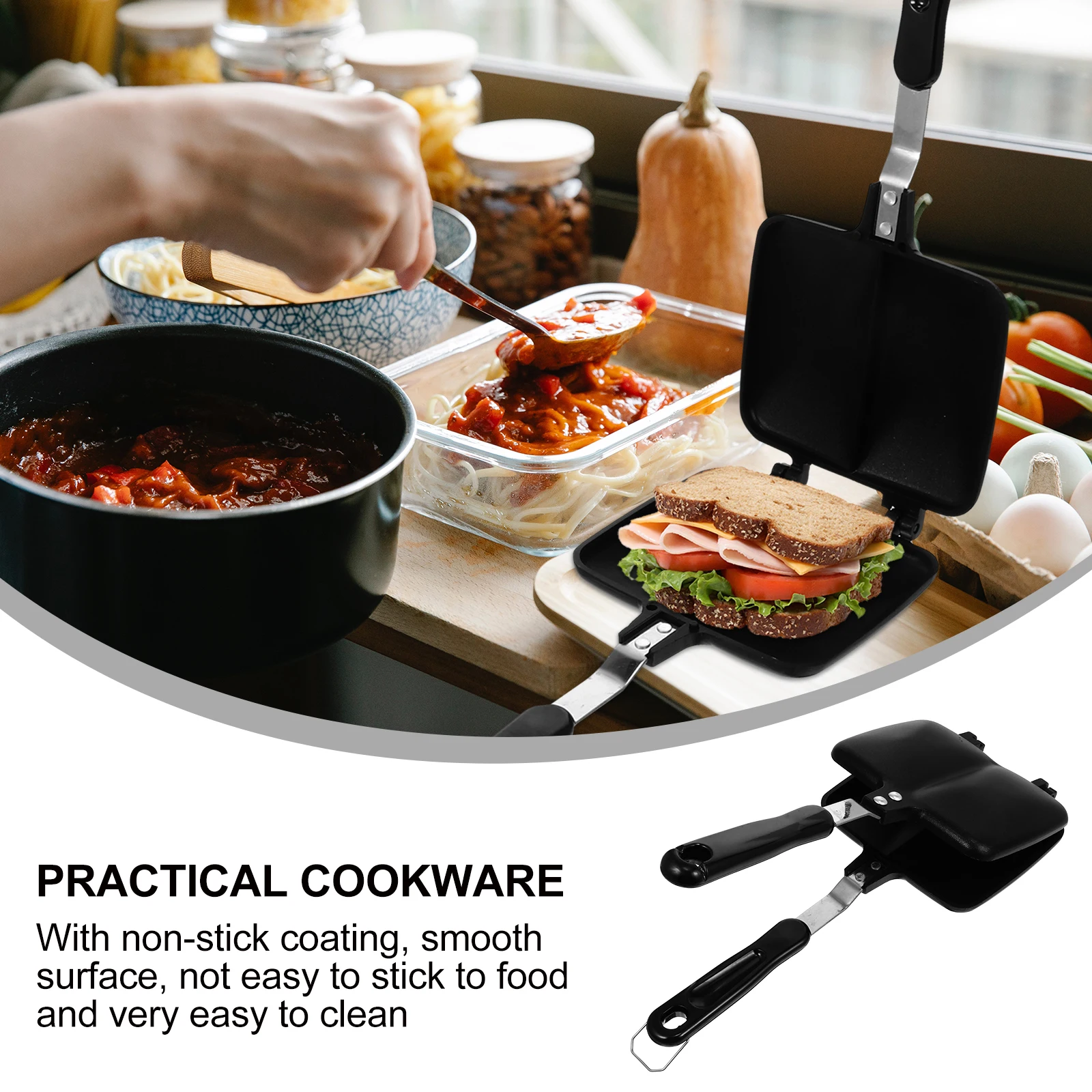 

1pc Double Sided Baking Tray Waffle Maker Frying Pan Kitchen Cookware Sandwich Maker Waffle Practical Cookware Aluminum