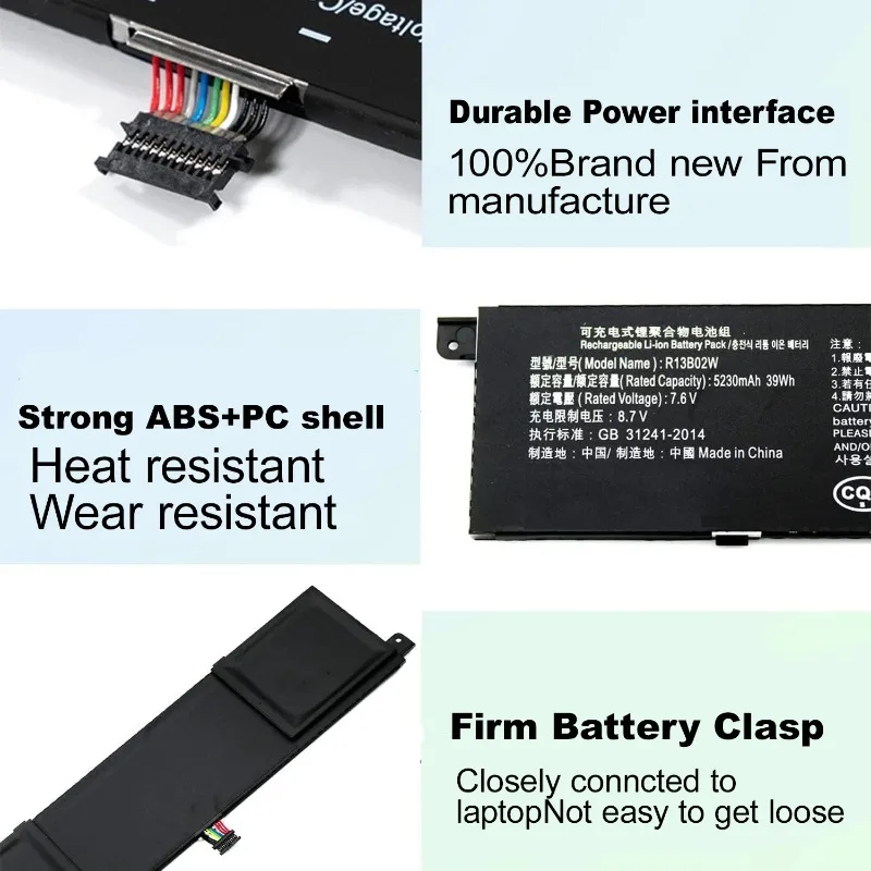 4400mAh 5230mAh Gloednieuwe Laptop Batterij R13B01W Voor XIAOMI Air13 13.3inch 161301-01 R13B01W R13B02W Notebook