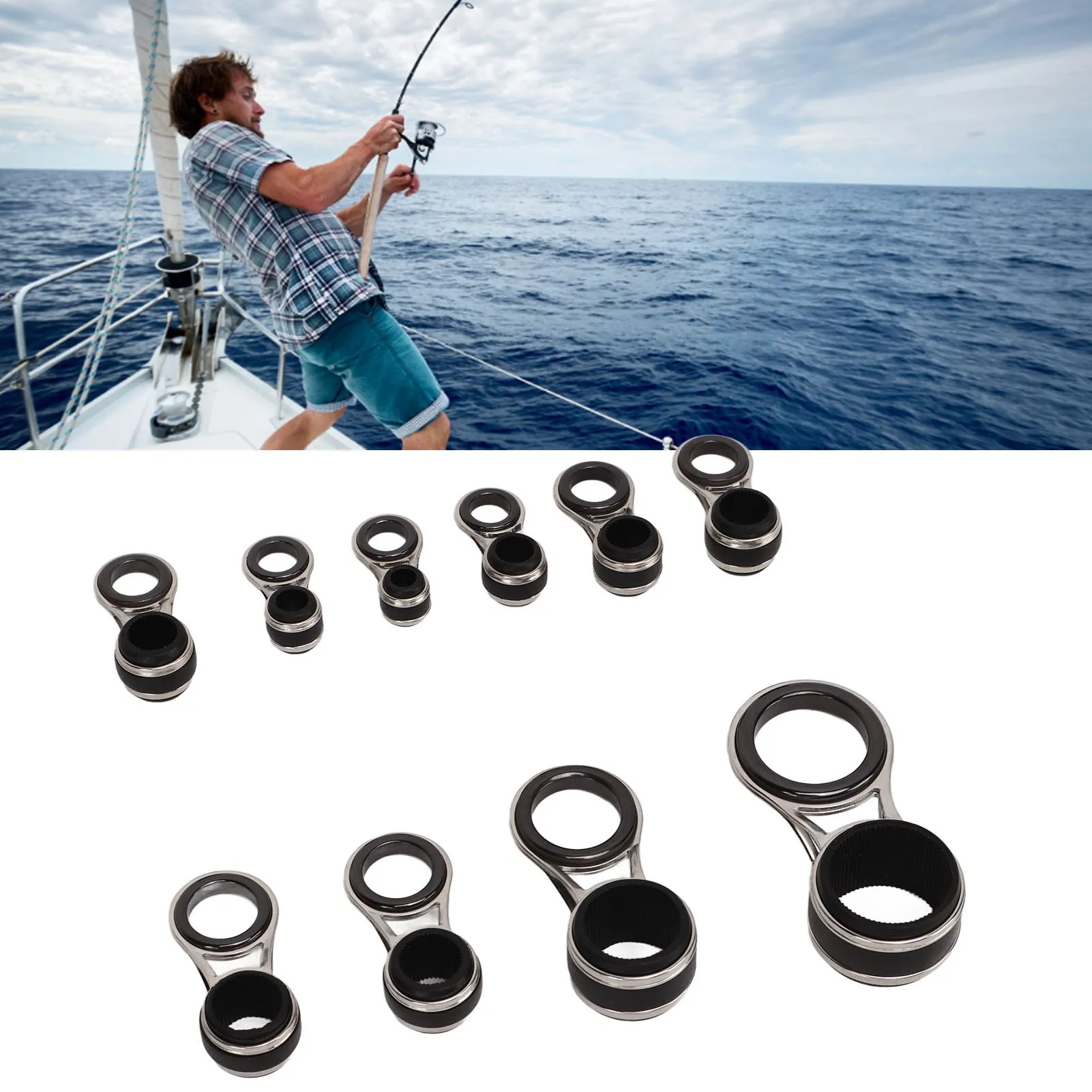 New 10Pcs Fishing Rod Repair Kit Ring Wear Resistant Ceramic Guide Ring Rod Eye Replacement Kit Fishing Rod Guides Ring Set ﻿