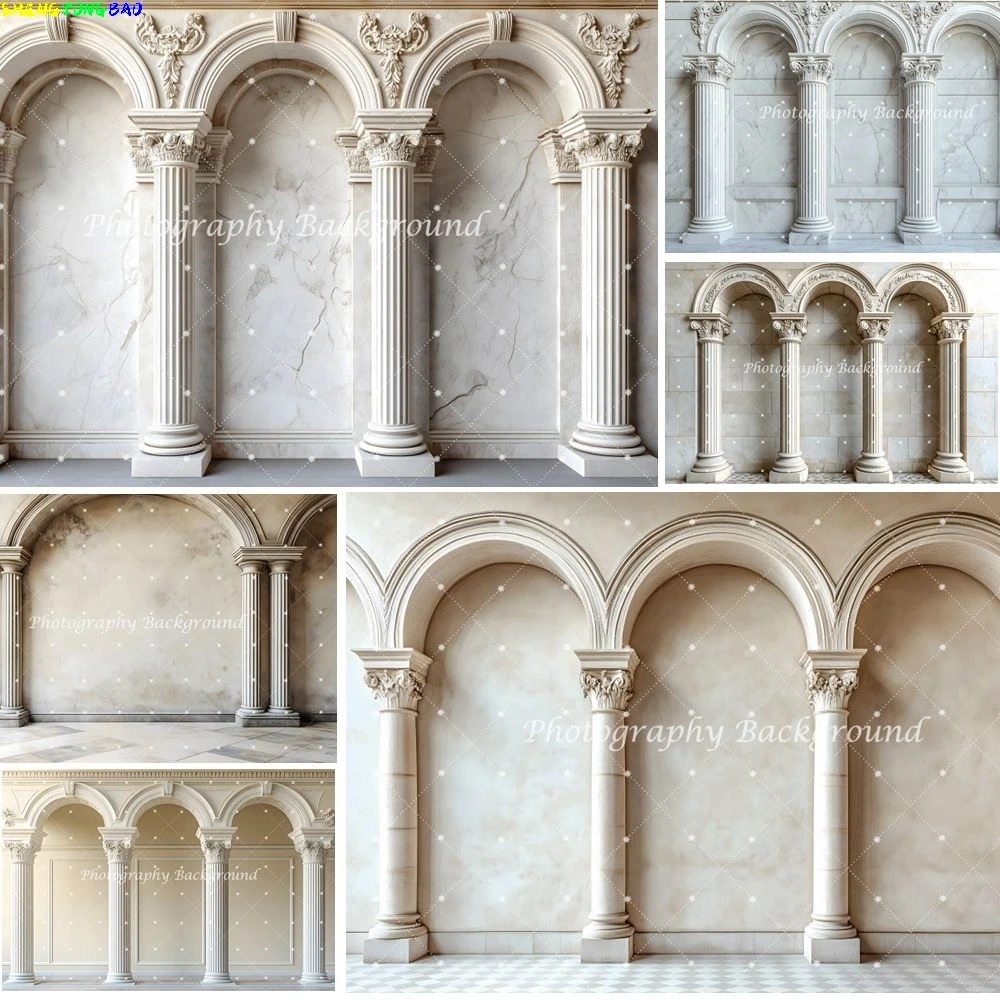 Vintage Arched Wall Photography Backdrop White Arch Door Birthday Wedding Party Decor Maternity Dresses Photocall Background