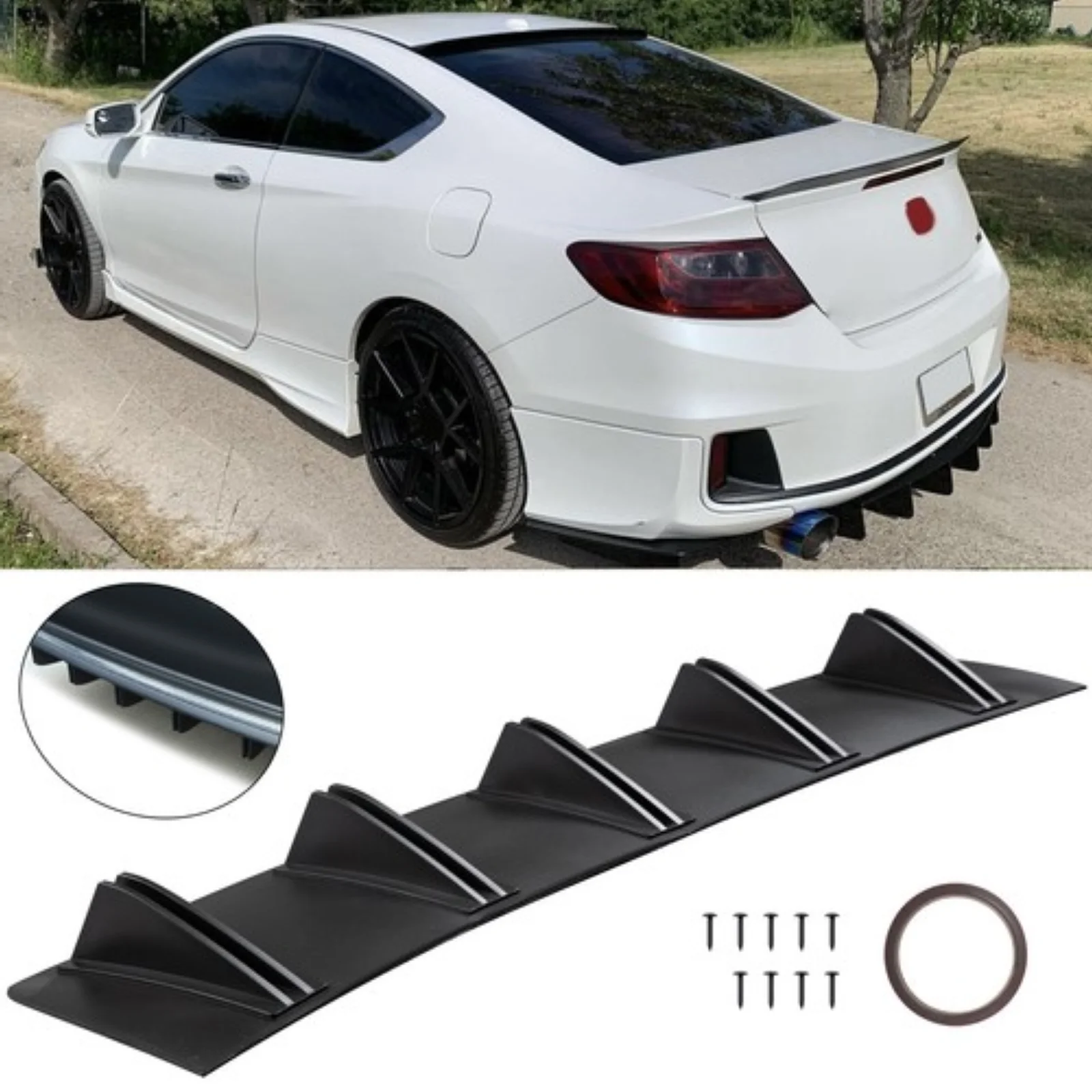

For Honda Accord Matte black Rear Lip Bumper Diffuser 10 Fins Spoiler Splitter New
