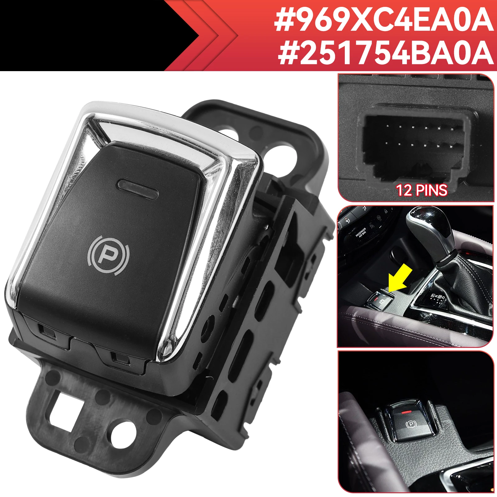 

Car Electronic Handbrake Button Switch Parking Brake Control Switch For Nissan X-Trail T32 Qashqai 2014-18 969XC4EA0A 251754BA0A