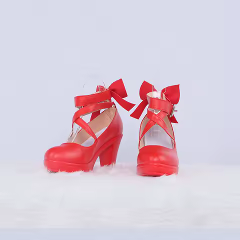 Anime Puella Magi Kaname Madoka cosplay shoes Lolita role play red bowknot Lolita shoes costumes
