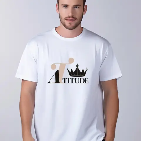 Attitude Crown T Shirt Heavyweight Motivational Streetwear White vintage Washed Comfortable Stylish Stretched streetwear Casual