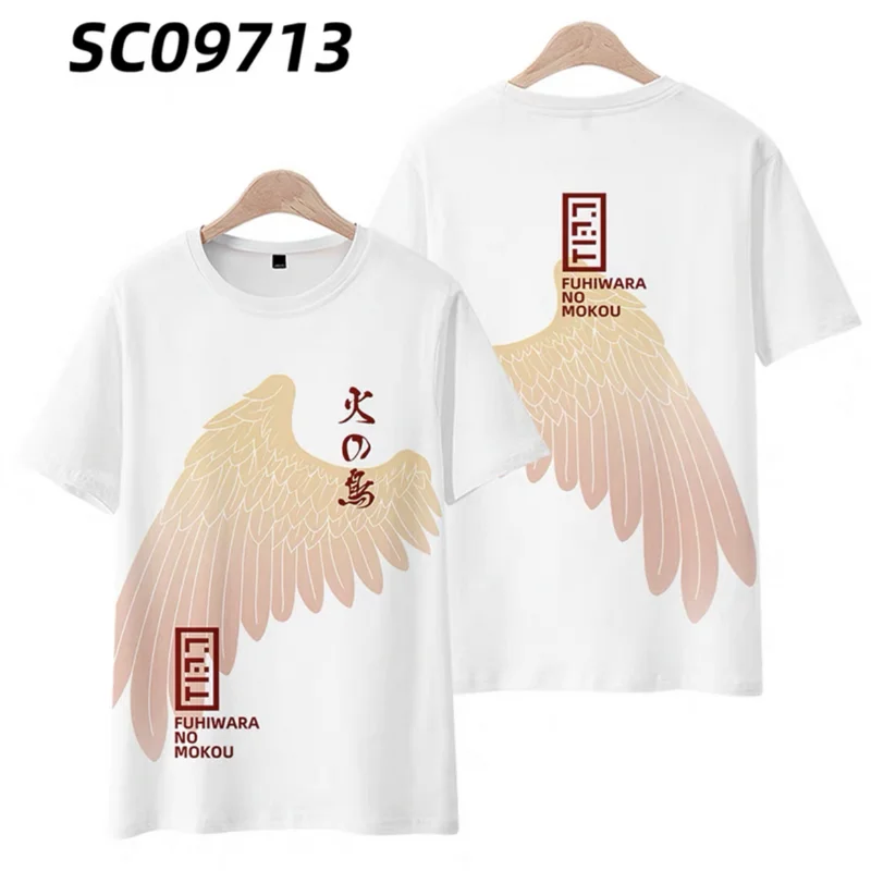TouHou Project Fujiwara no Mokou Style 3D Printing T-shirt Summer Round Neck Short Sleeve Popular Japanese Anime Game Streetwear