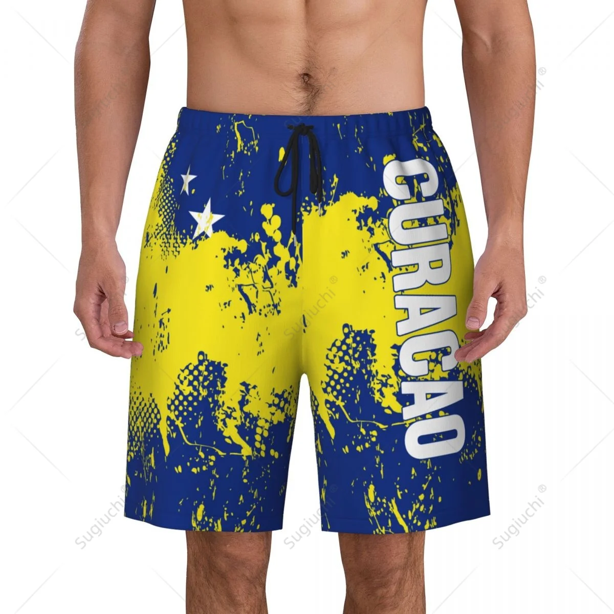 Men's Curaﾧao Curacao Flag Beach Pants Board Shorts Surfing Boys Soccer Cycling Swimwear Running Polyester