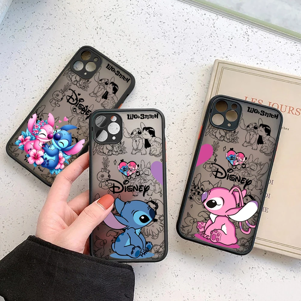 Funda Transparente Lilo Stitch Disney para iPhone 17E 17 16 16E 15 14 13 12 11 Pro Max 17 Air 7 8 Plus XR XS, Carcasa Protectora Antigolpes