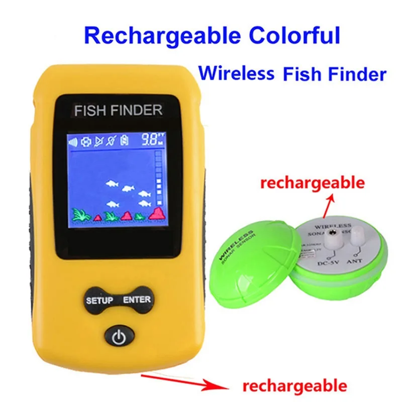 120 Meters Sonar Alarm Wireless Fish Finder LCD Screen 90 degrees  Smart Visual HD  Fish Finder Fishing  Sounder