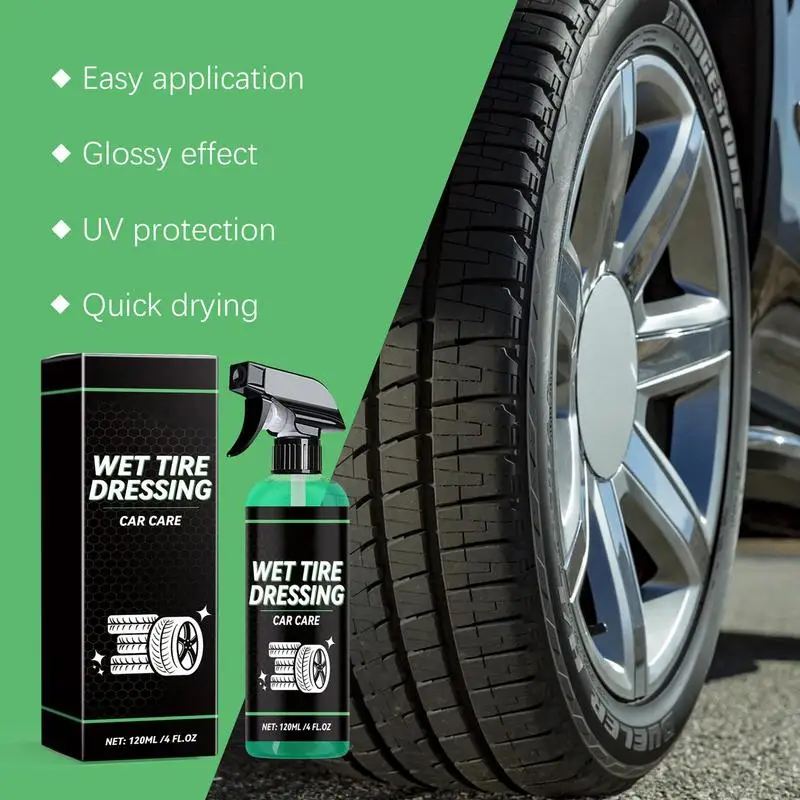 Wheel Shine For Car Tires 120ml High Shine Tire Spray Tire Coating Brake Dust Remover Tire And Wheel Care For Cars Trucks SUVs