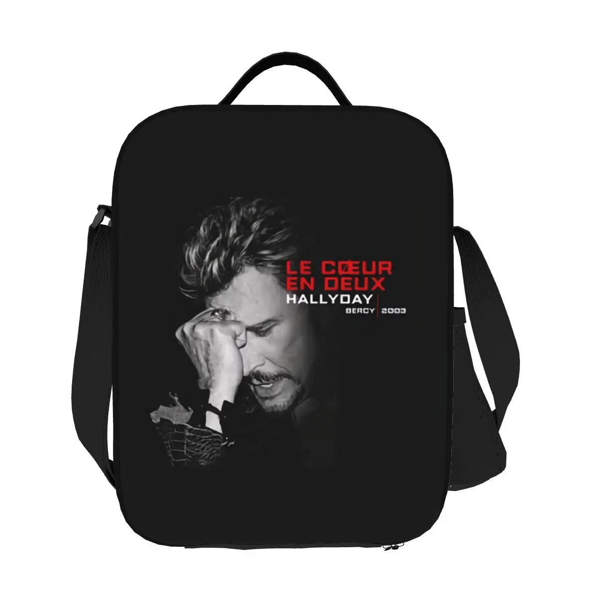 

Custom Johnny Hallyday Insulated Lunch Bags for Women France Rock Singer Resuable Thermal Cooler Food Bento Box Camping Travel
