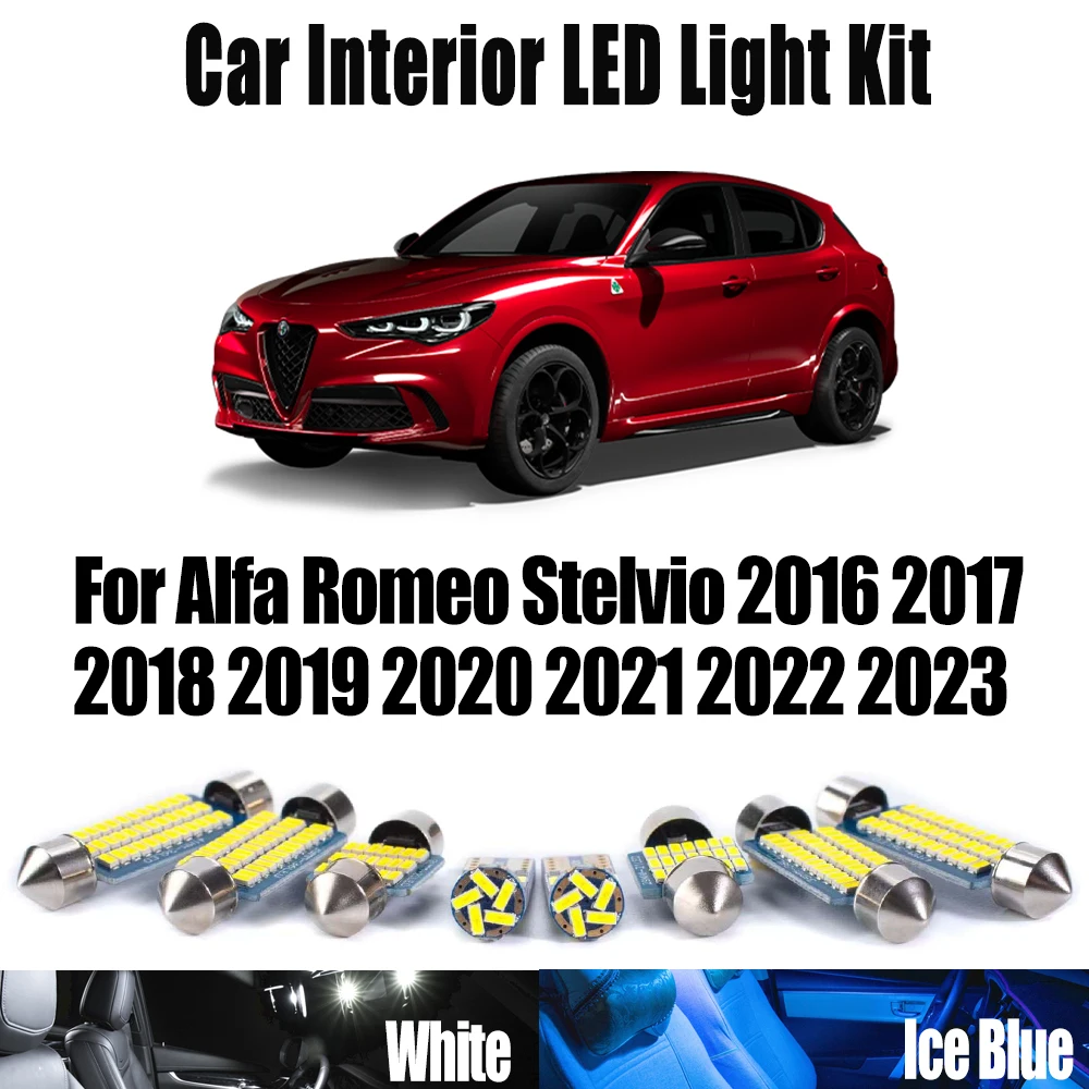 11Pcs Canbus Vehicle LED Interior Door Trunk Vanity Mirror Light Kit For Alfa Romeo Stelvio 2016- 2020 2021 2022 2023 Car Bulbs