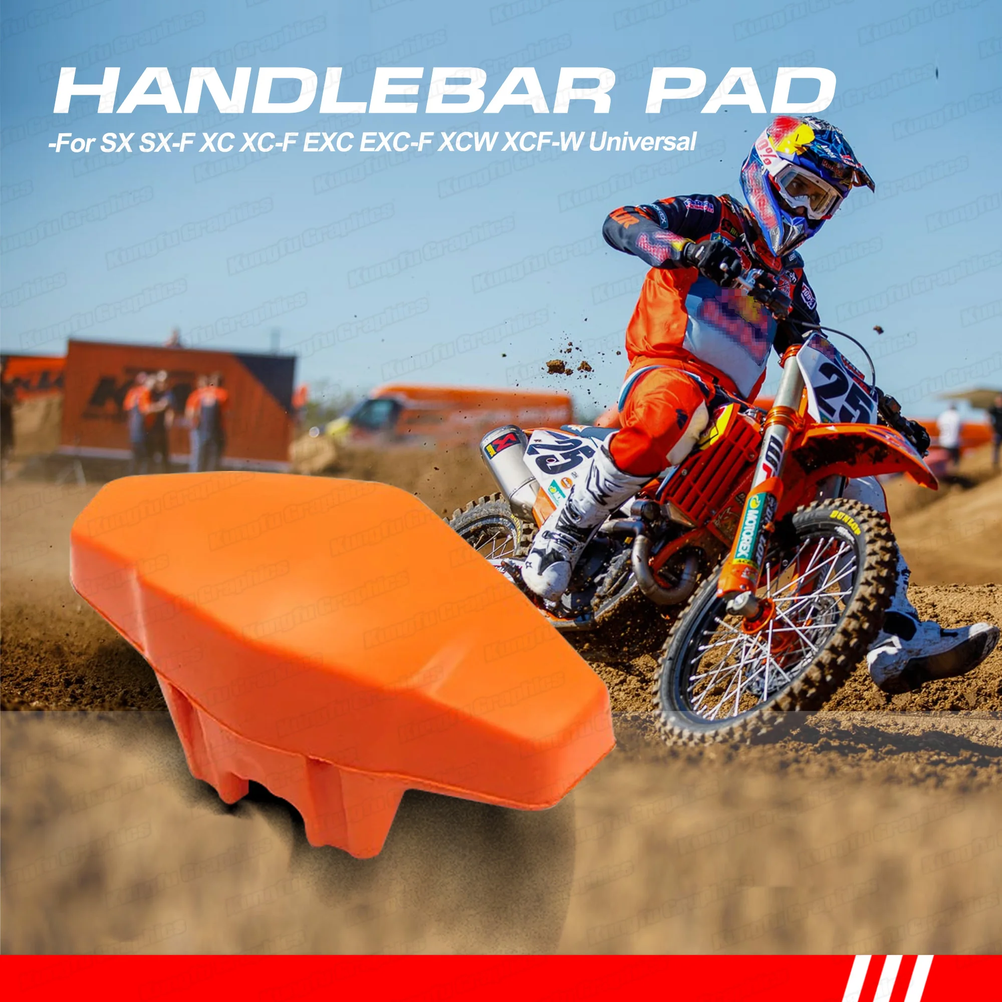 

Handlebar Pad Barpad Universal for KTM SX SXF XC XCF EXC XCW Motocross Enduro, Orange Black