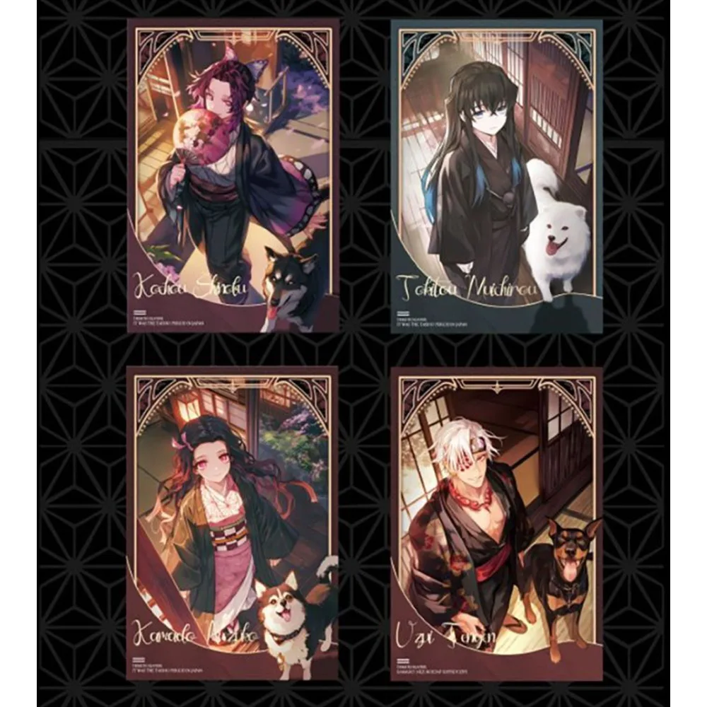 Karty kolekcjonerskie Demon Slayer: Seria z motywem popularnych postaci z anime, ulubione przez dzieci, kolorowe kartki papierowe, prezent.