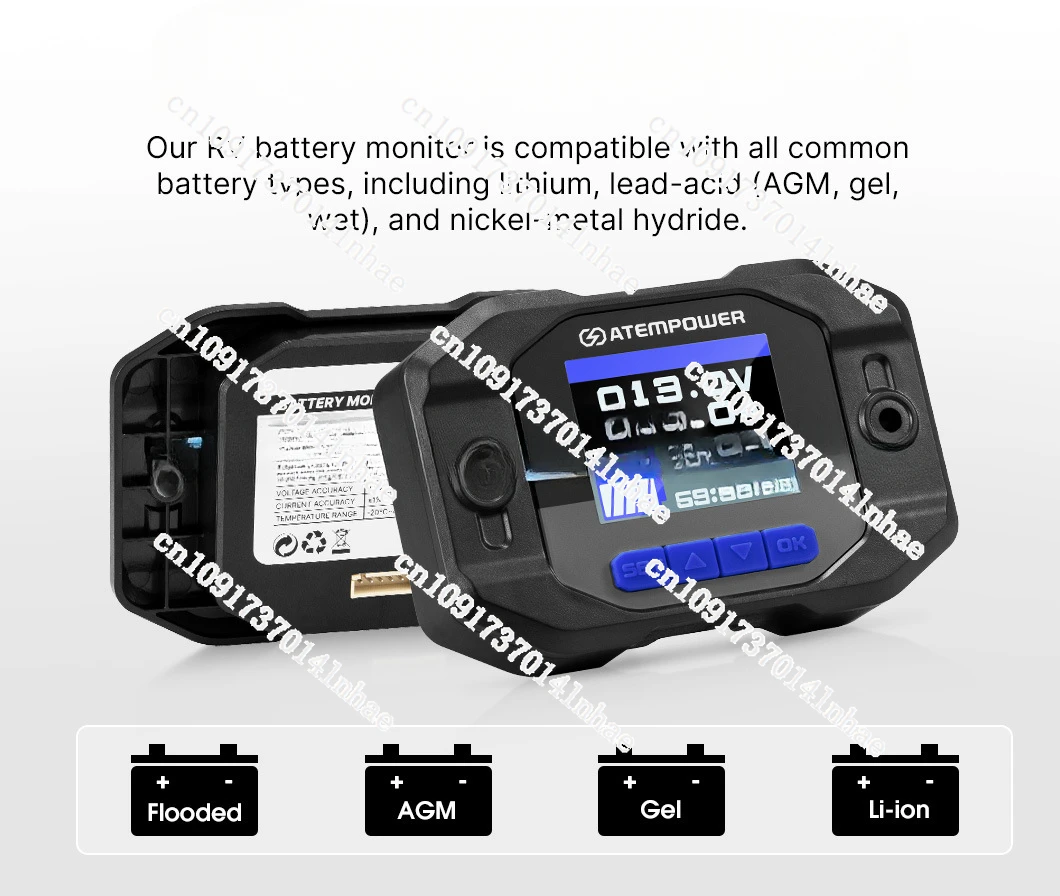 Atem Power 12V 200A Car Battery Measuring Meter Voltage Current Power Real-Time Indicator Monitor