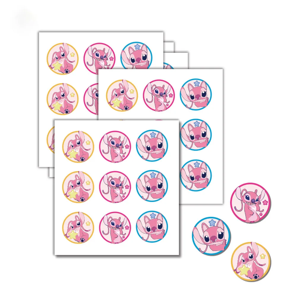 12Sets Disney Officially Licensed Stitch Angel Cute Pink Theme Birthday Party Invitation Card Envelope Invitation Postcard (With