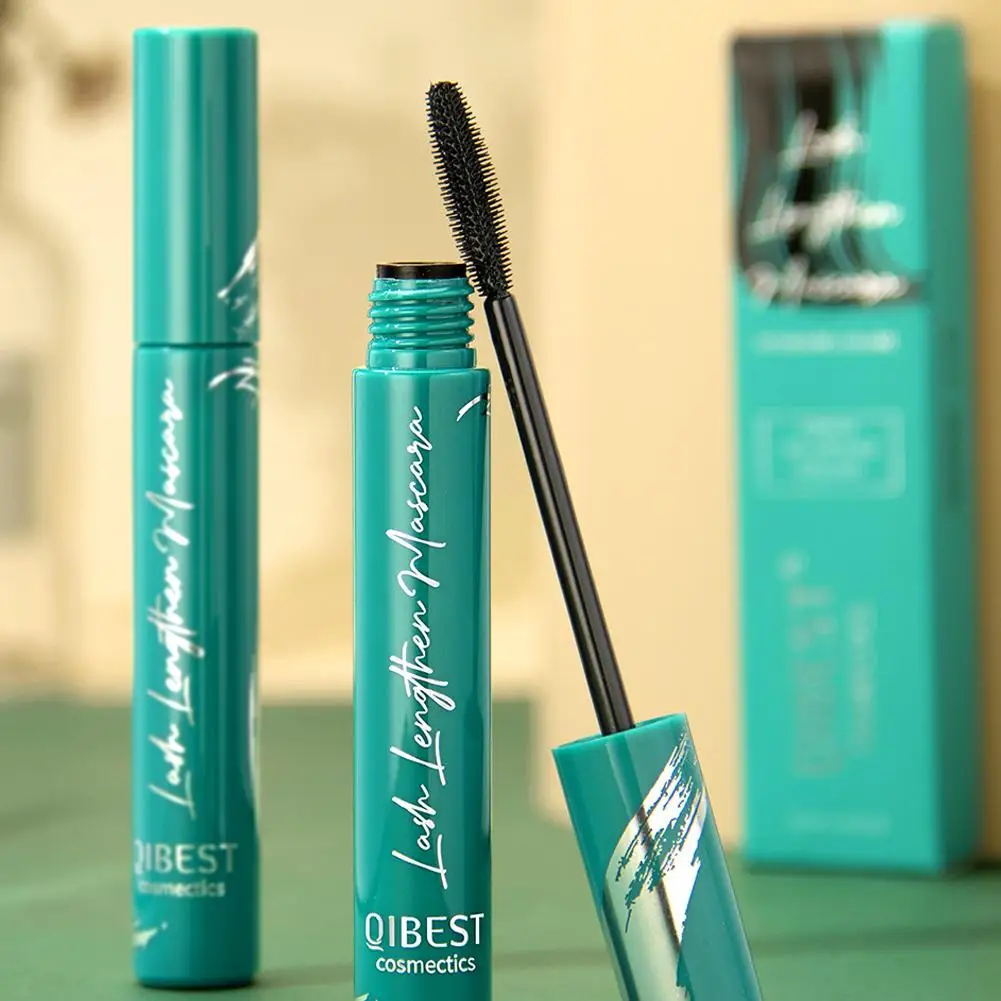 QIBEST 5D czarny tusz do rzęs wydłużający rzęsy długotrwały, odporny na pot czarny jedwabny makijaż z włókna uroda koreańskie kosmetyki