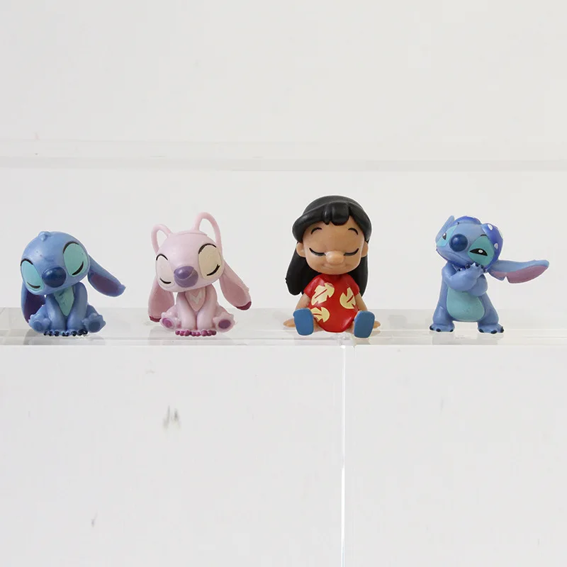 Stitch Anime Figure Cake Decor Desktop Ornament Lilo&Stitch Angel PVC Model Toy Doll Party Supplies Gift  8pcs/set