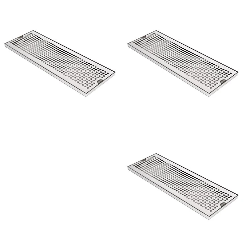 2026 New 3X Stainless Steel Drip Tray For Bar, Rectangular Water Catching Tray, Oil Draining Tray, 50X17.5X1.5Cm