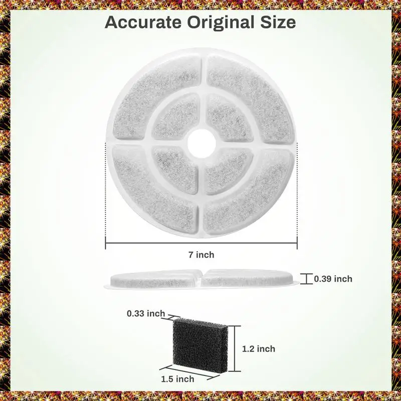 

BTCL Replacement Cat Water Fountain Filters For 2.5Gal/9.5L Dog Water Fountain Activated Pet Fountain Filters And Sponges 6+6