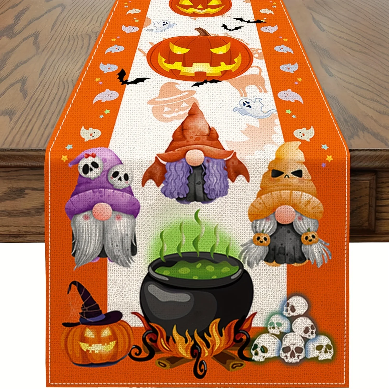 

1Pc Halloween Themed Table Flag, Gnomes and Pumpkin Prints, Suitable for Parties, Restaurants, Homes, Markets, Holiday Layout Scenes.