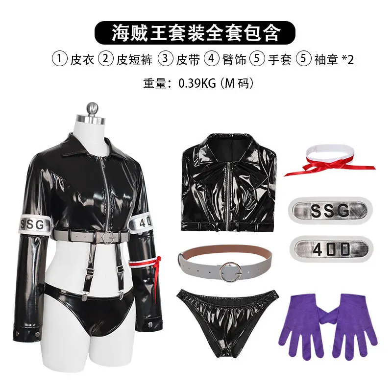 ONE PIECE Nico Robin Anime Cosplay Costume Cartoon Leather Jacket Leather Shorts Belt Armbands Gloves Halloween Uniform Full Set