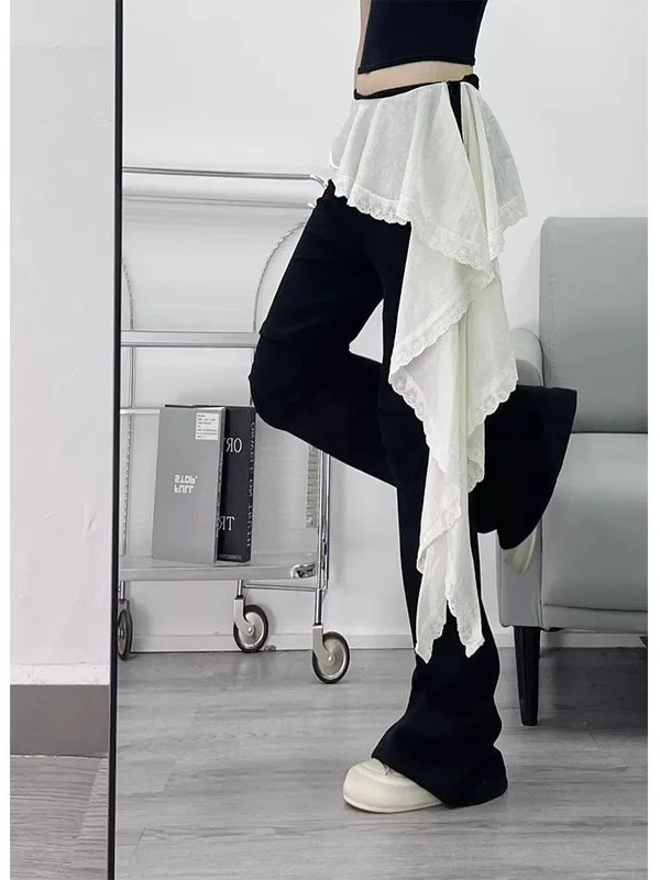 Plus Größe Spitze Splice Ballett Sle f Rock frauen Sommer Schichtung ort Rock Unebene Saum Abnehmen mittlere Taille Design