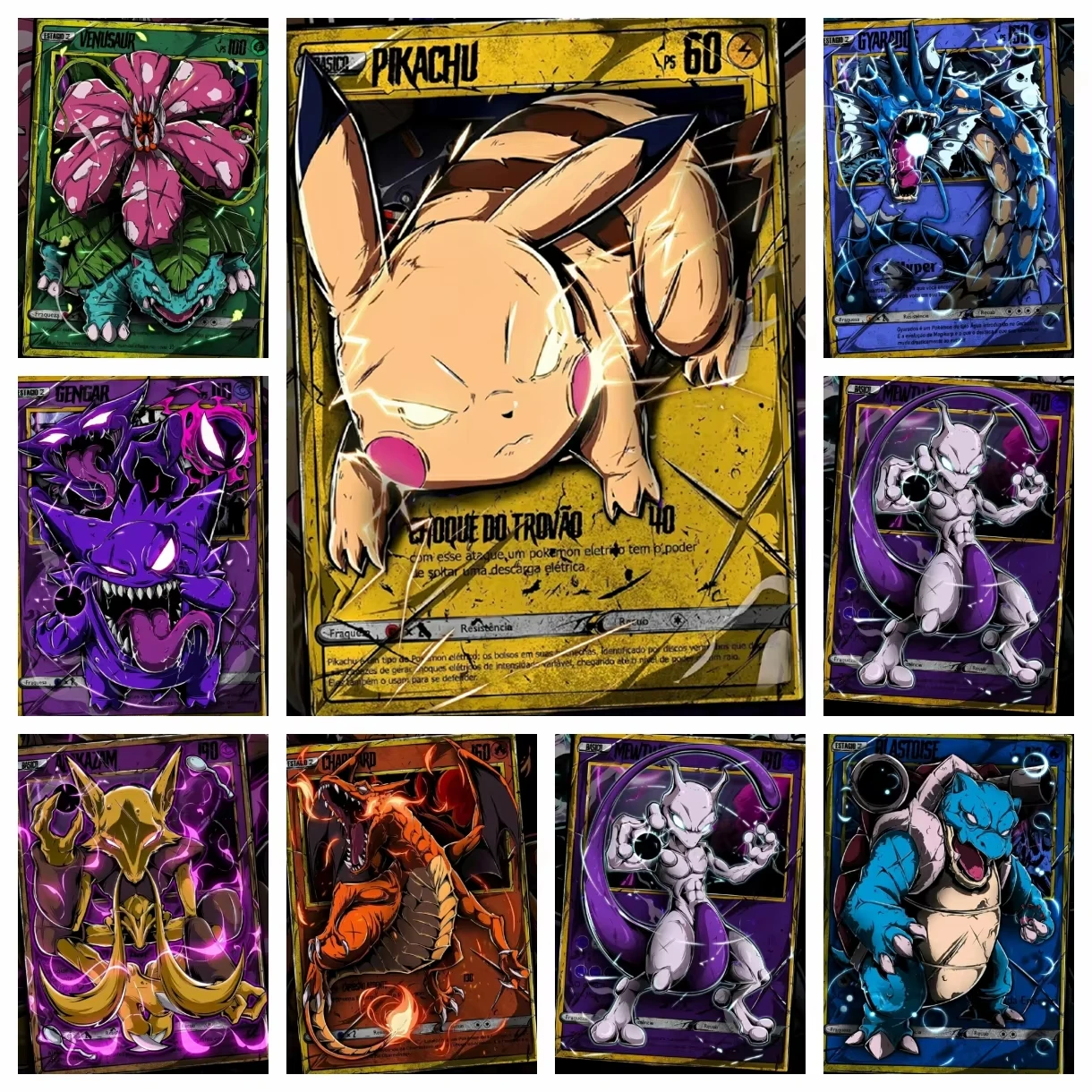 Pokemon Pikachu Charizard Blastoise Rundes Diamant-Malset 5D DIY Kreuzstich Handgemachte Kunst Geschenk Handwerk Heimdekoration Kinder