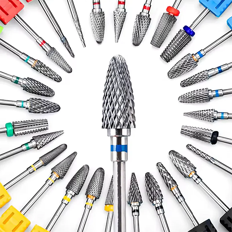 Ceramic Tungsten Carbide Nail Drill Bit Rotate Burr Milling Nail Cutter Bits Electric Drill Machine For Manicure Pedicure Tools