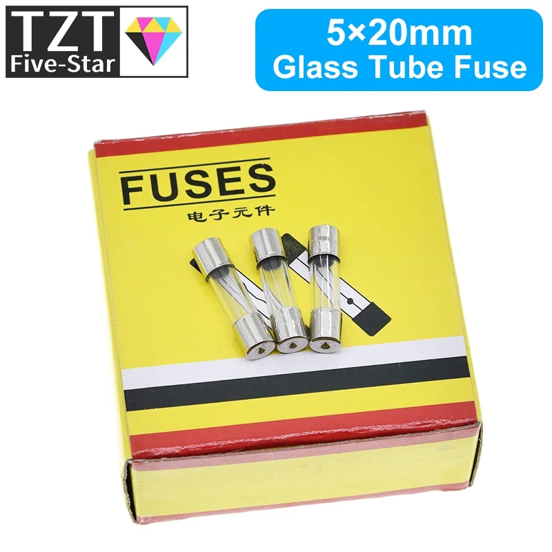 TZT 10PCS 5x20mm Fast Blow Glass Tube Fuses 0.2A 0.3A 0.5A 0.75A 1A 1.5A 2A 2.5A 3A 4A 5A 6A 8A 10A 15A 20A 25A 30A 250V 5*20mm