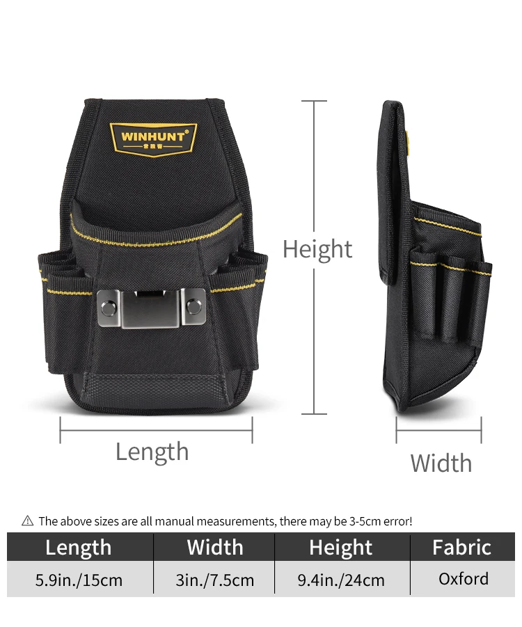 1-teiliges Werkzeuggürtel-Set, inklusive kleiner Werkzeugtasche, Elektriker- und Zimmermanns-Werkzeugtasche mit Gürtelclip, Werkzeuggürtel, Werkzeugtasche – Detail 9