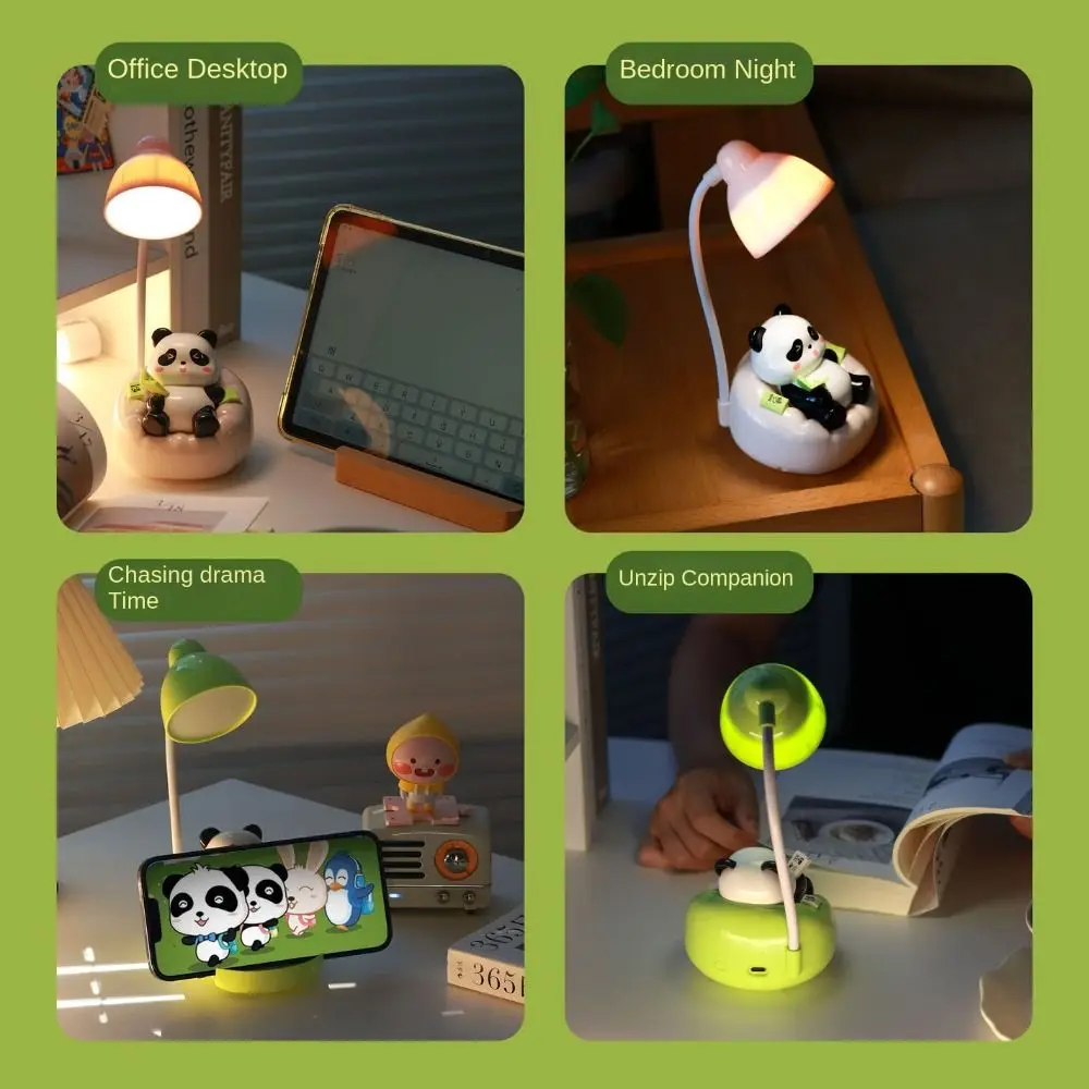 Chargeable Sofa Panda Nightlight Ornament USB-C 360° Adjustable Panda Mobile Phone Bracket Cartoon Anime Night Light Children