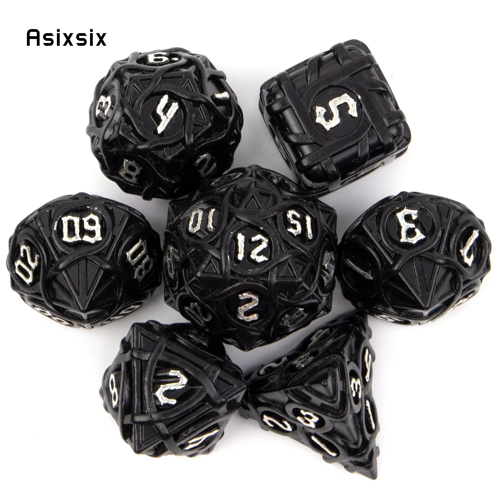 

7 Pcs White Black Stripe Metal DicePerfect For Rpgs, Board Games, And Card Games.Dice For Games, Dnd Dice Set