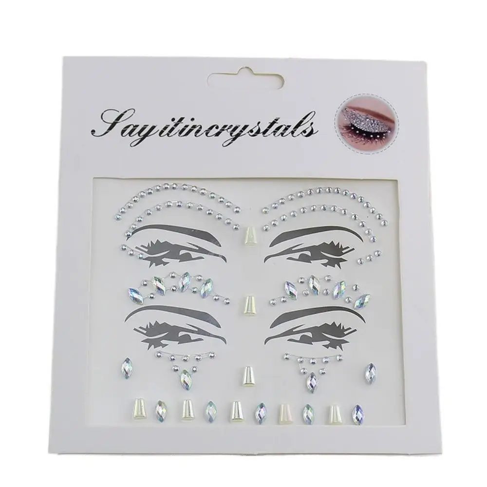 Fake Tattoo 3D Face Tattoo Crystal Sticker Fashion Disposable Gems Rhinestones Sticker High Quality Charm