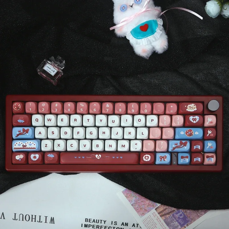 Strawberry Scented Keycaps Custom PBT MOA Profile Keycap Cute Red Strawberry Cartoon Anime Point Key Cap for Mechanical Keyboard