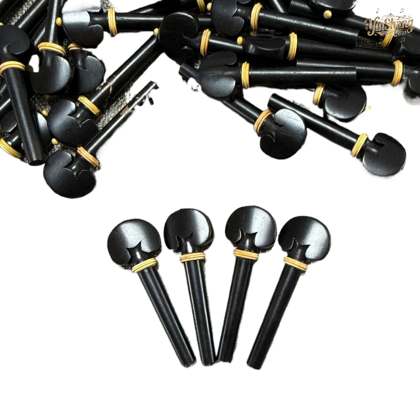 

50pcs 4/4 Full Size Violin String Tuning Pegs And Keys Tuner Winder Ebony Wood Inlay Boxwood Ring - Violin Accessories