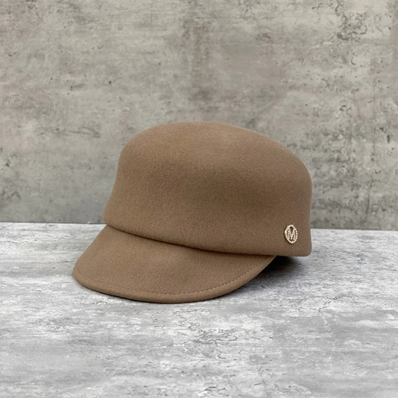 Vintage Fedora Hat for Women Elegant Beret Hat with Long Brim Woolen Horsemen Hat Peaked Hat Stage Props Accessory Hat