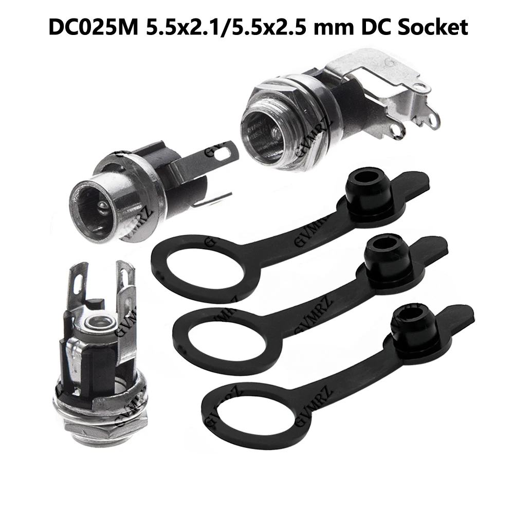10PCS DC025M 5.5x2.1/5.5x2.5 mm DC Socket With Nut  DC Power Jack Socket Female Panel Mount Connector 5.5*2.1/2.5mm
