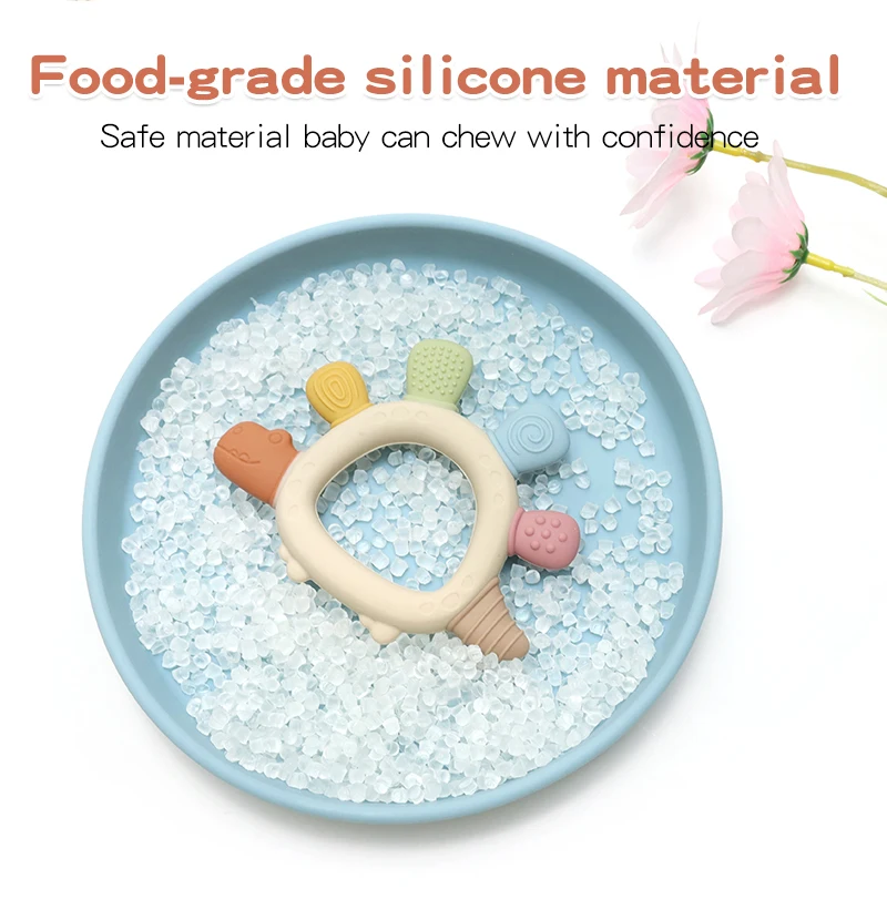 2025 Neuer Cartoon-Silikon-Beißring, Lebensmittelechter Zahnungsring Sensorisches Spielzeug für Kleinkinder, Silikon-Dinosaurier-Form Beruhigungsspielzeug – Detail 12
