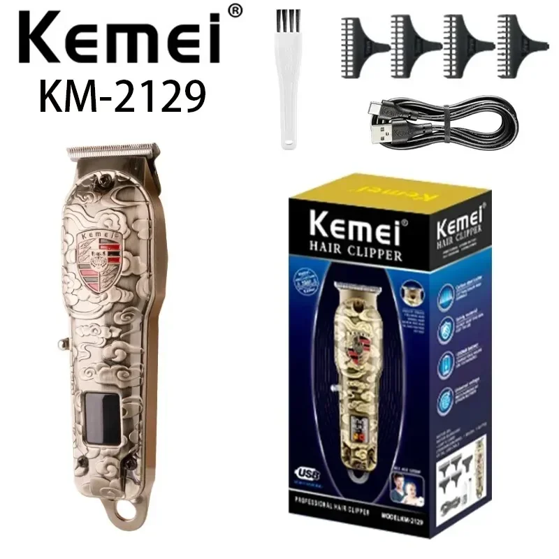 

Adjustable Hair Clippers Men Professional Electric Trimmer Km-2129 Cordless Professional Barber Electric Hair Clipper kemei