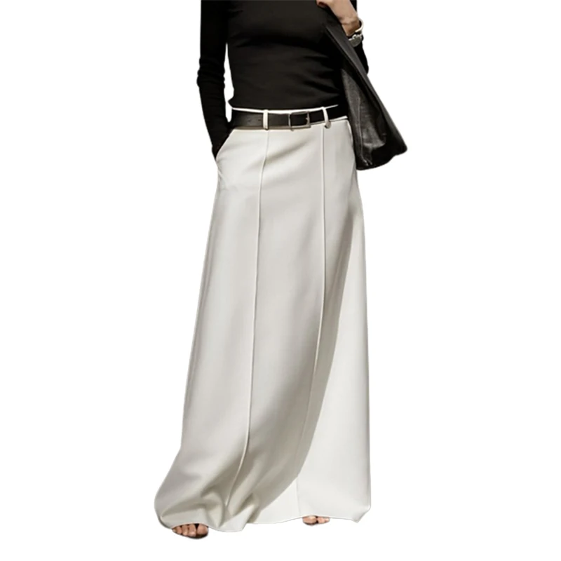 

Uoozee Female Stylish Maxi Skirts H-Line Solid Color Long Skirt For Women Going Out Korean Fashion Clothes 2023 New Summer