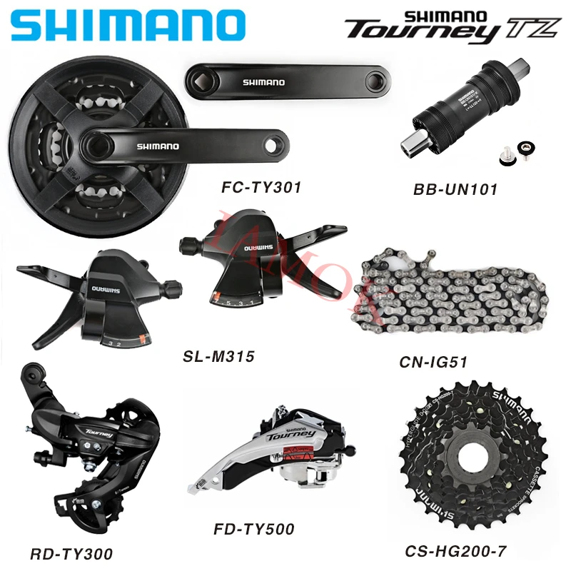 SHIMANO TOURNEY Bike 7 Speed Derailleur Kit FC-TY301 Chainwheel Iamok SL-M315 Shifter RD-TY300 Derailleurs Bicycle Parts