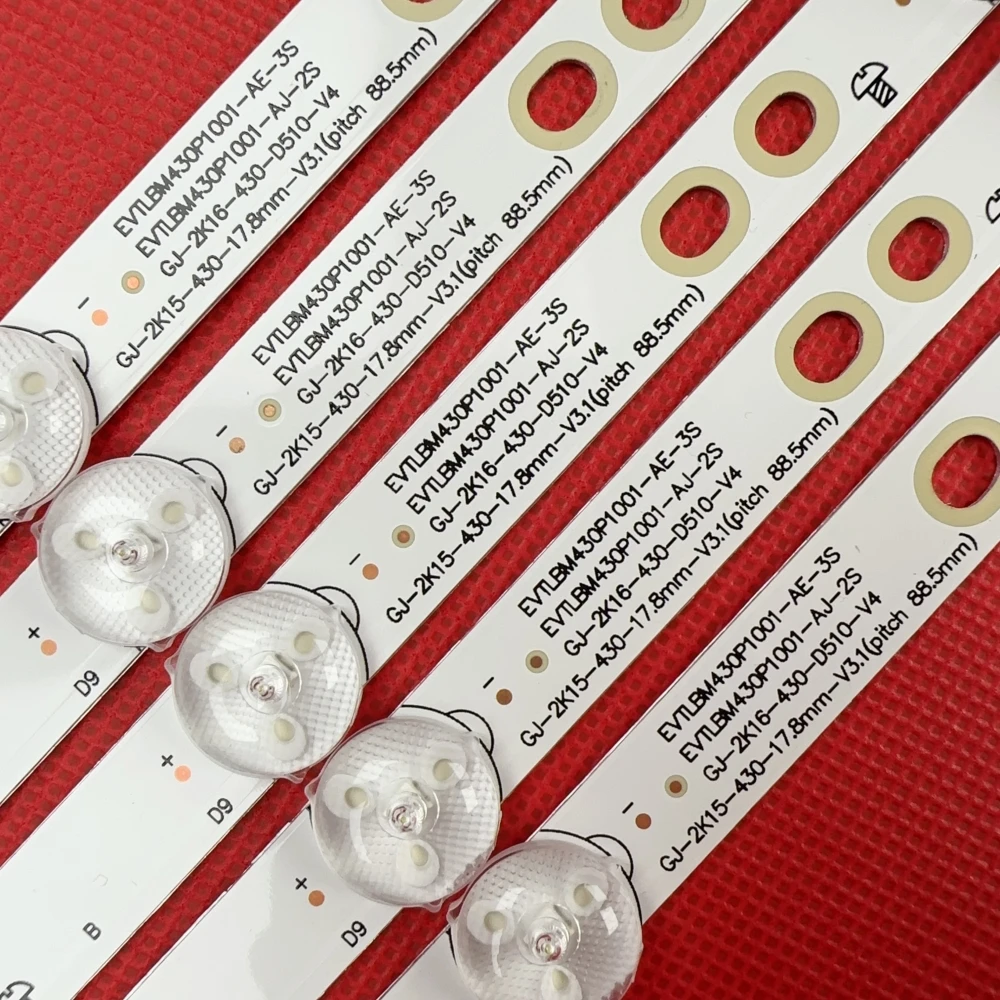 Striscia di retroilluminazione a LED 10 Lampada per BDM4350UC 43PFT4131 43PFS5301 GJ-2K15-430-D510 GJ-2K16-430-D510-V4 01Q58-A BDM4350